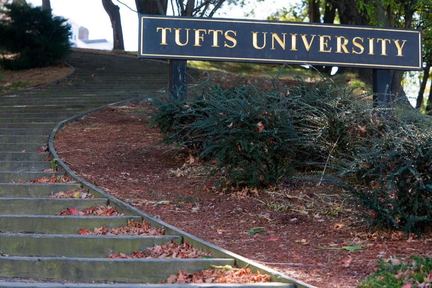 Tufts Univeristy sign and stairs