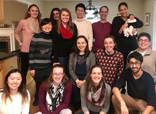Kritzer Lab members at a 2018 holiday event