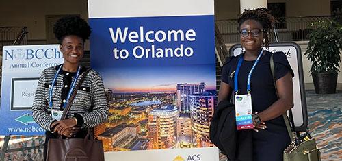 Imani McDonald and Amarachi Osuji presented their research at NOBCChE’s 51st annual meeting in Orlando